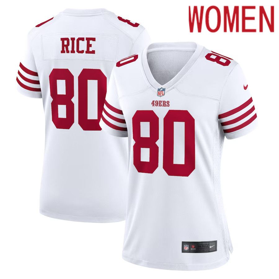 Women San Francisco 49ers #80 Jerry Rice Nike White Retired Player Game NFL Jersey->women nfl jersey->Women Jersey